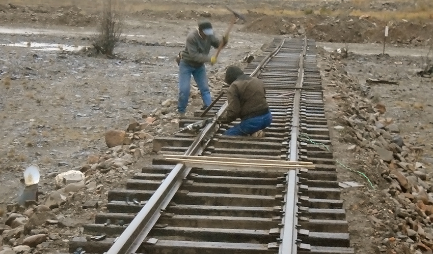 Work continued with the track crew this week, starting on Sunday, then Monday, and yes, Tuesday, Wednesday, and more on Thursday. Loren and Mike were busy working in the nasty cold rain and snow spiking down rail.